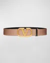 Valentino Garavani Vlogo Leather Belt In Smokey Brown