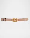 Valentino Garavani Vlogo Leather Belt In Smokey Brown