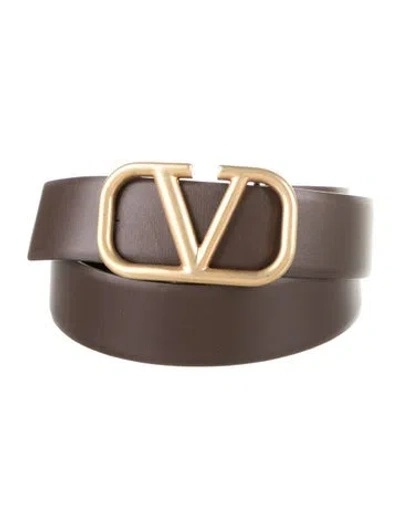 Pre-owned Valentino Garavani Vlogo Leather Belt W/ Tags In Brown