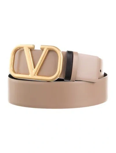 Pre-owned Valentino Garavani Vlogo Leather Belt W/ Tags In Neutral