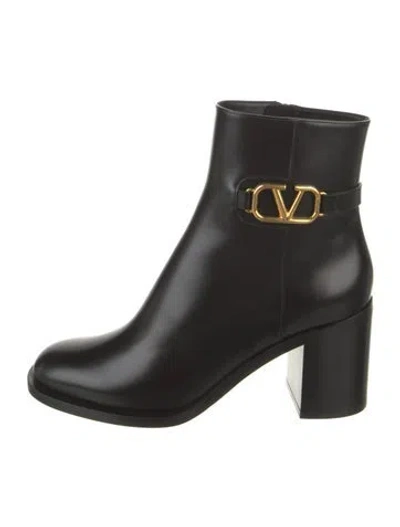 Pre-owned Valentino Garavani Vlogo Leather Boots In Black
