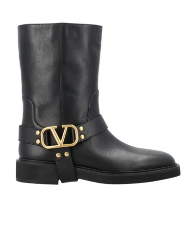 Valentino Garavani Valentino Vlogo Signature Leather Boot In Black