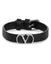Valentino Vlogo Leather Bracelet In Black