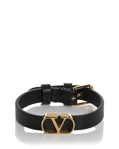 Valentino Garavani Vlogo Signature Leather Bracelet Jewelry Black
