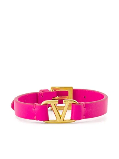 Valentino Garavani Vlogo Leather Bracelet In Multi