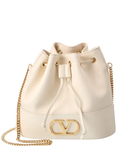 Valentino Garavani Valentino Vlogo Leather Bucket Bag In Orange