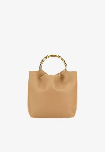 Valentino Garavani Vlogo Leather Bucket Bag In Beige