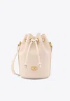 Valentino Vlogo Plaque Drawstring Bucket Bag In Ivory