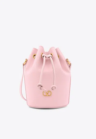 Valentino Garavani Vlogo Leather Bucket Bag In Pink
