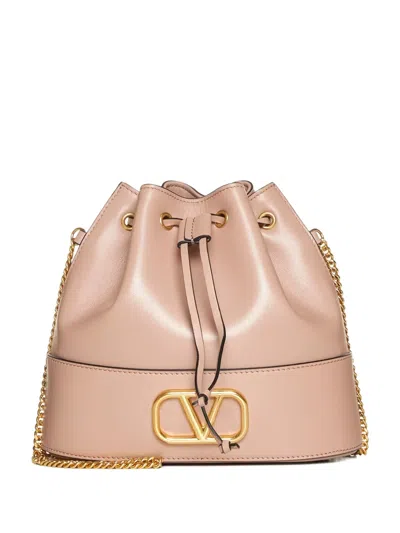 Valentino Garavani Vlogo Leather Bucket Bag In Pink