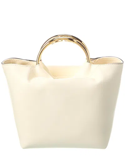 Valentino Garavani Valentino Vlogo Leather Bucket Bag In White