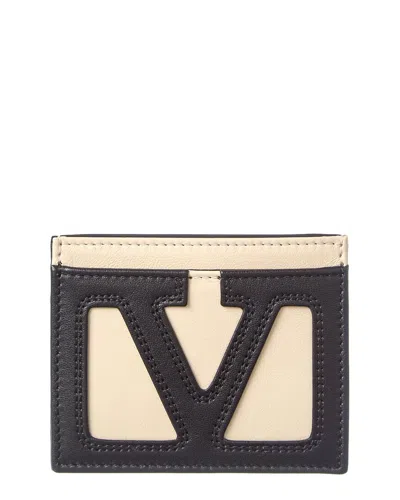 Valentino Garavani Valentino Vlogo Leather Card Case In Black