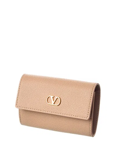 Valentino Garavani Valentino Vlogo Leather Card Case In Black