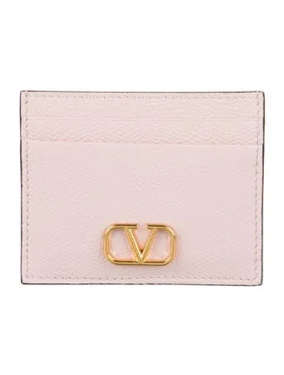 Pre-owned Valentino Garavani Vlogo Leather Card Holder W/ Tags In Pink