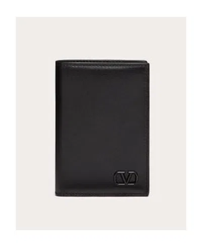 Valentino Garavani Vlogo Leather Cardholder In Black
