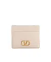 Valentino Vlogo Leather Cardholder In Nude