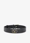 Valentino Garavani Garavani Vlogo Signature Leather And Metal Choker Woman Black Uni