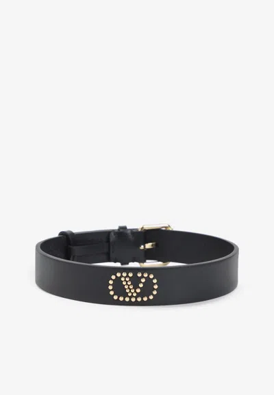 VALENTINO GARAVANI VLOGO LEATHER CHOKER
