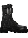 Valentino Quilted Combat Booties Buckle Detail In Black