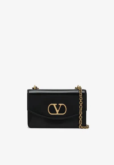 Valentino Garavani Vlogo Leather Crossbody Bag In Black