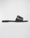 Valentino Vlogo Leather Cutout Flat Slide Sandals In Black
