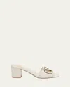 Valentino Garavani White Mules With Vlogo Cut-out On The Front In Leather Woman In Light Ivory Antique Bras
