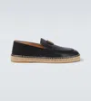 Valentino Garavani Palm Avenue Leather Espadrille Loafers In Black