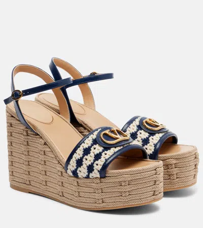 Valentino Garavani Vlogo Leather Espadrilles In Blue