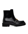 Valentino Vlogo Leather Flat Boots In Black