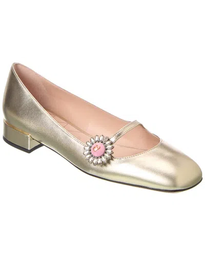 Valentino Garavani Floral Embellished Ballets Metallic Finish In Multicolor