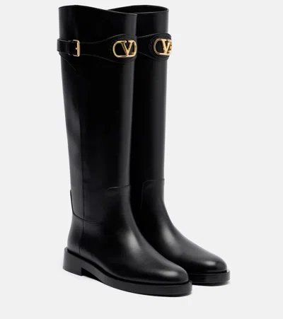 Valentino Garavani Women's Vlogo Signature 30mm Calfskin Boots In Black