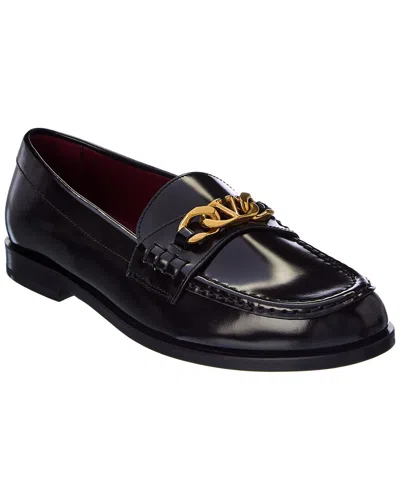 Valentino Garavani Vlogo Leather Loafer In Black