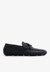 Valentino Vlogo Signature Leather Driving Shoes In Blue