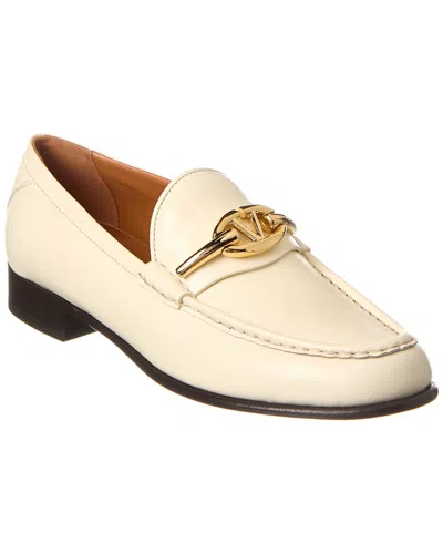 Valentino Garavani Valentino Vlogo Leather Loafer In White