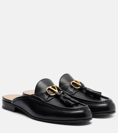 Valentino Garavani Vlogo Leather Loafers In Black