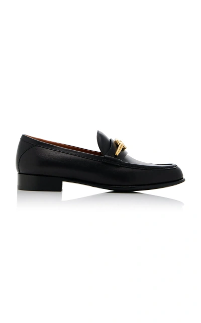 Valentino Garavani Vlogo Leather Loafers In Black