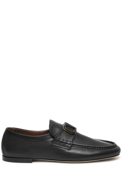 Valentino Garavani Vlogo Leather Loafers In Black