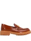 Valentino Round Head Loafer Shoes In Brown