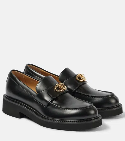 Valentino Garavani 40mm Vlogo Leather Loafers In Black