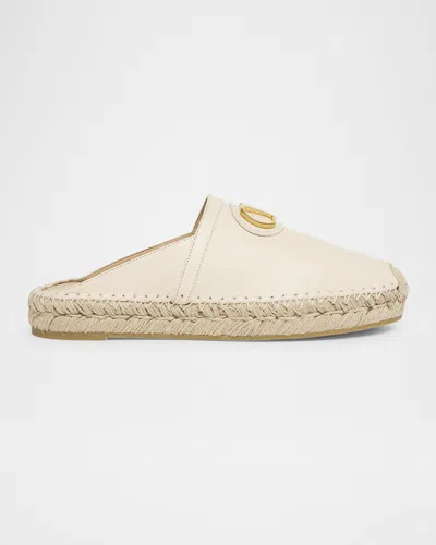 VALENTINO GARAVANI VLOGO LEATHER MEDALLION ESPADRILLE MULES