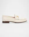 Valentino Vlogo Leather Medallion Loafers In Ivory