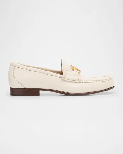 VALENTINO GARAVANI VLOGO LEATHER MEDALLION LOAFERS