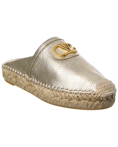 Valentino Garavani Valentino Vlogo Leather Mule In Silver