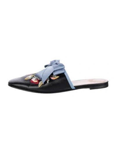 Pre-owned Valentino Garavani Vlogo Leather Mules In Black