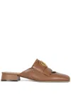 Valentino Garavani Vlogo Signature Calfskin Moccasin Mule With Fringes 25mm Woman Tobacco 41.5 In Brown