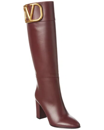 Valentino Garavani Valentino Vlogo Leather Over-the-knee Boot In Red