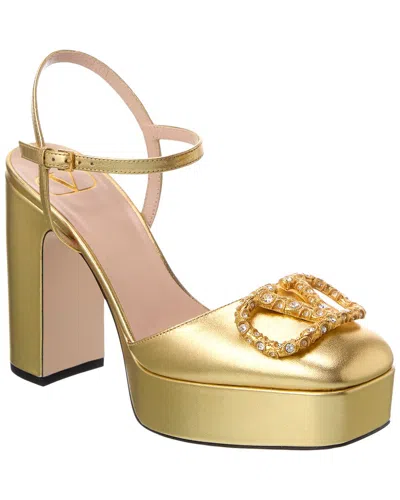 Valentino Garavani Valentino Vlogo Leather Platform Pump In Multi