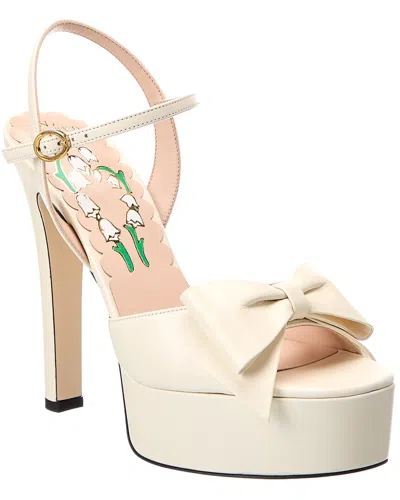 Valentino Garavani Valentino Vlogo Leather Platform Sandal In White