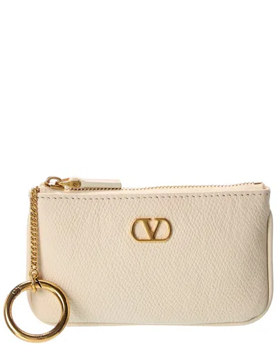 Valentino Garavani Valentino Vlogo Leather Pouch In White