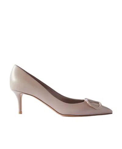 Valentino Garavani Vlogo Leather Pumps In Nude